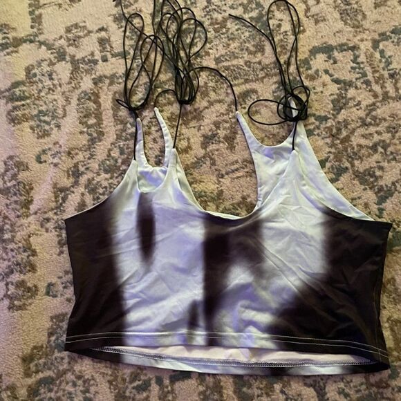 Cape Clique Womens XL Sexy Y2K Crop Tops Lace Up Body Print - Picture 4 of 6